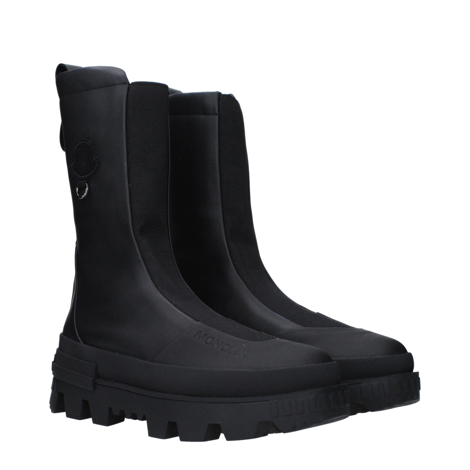 Bottines en cuir noir Moncler