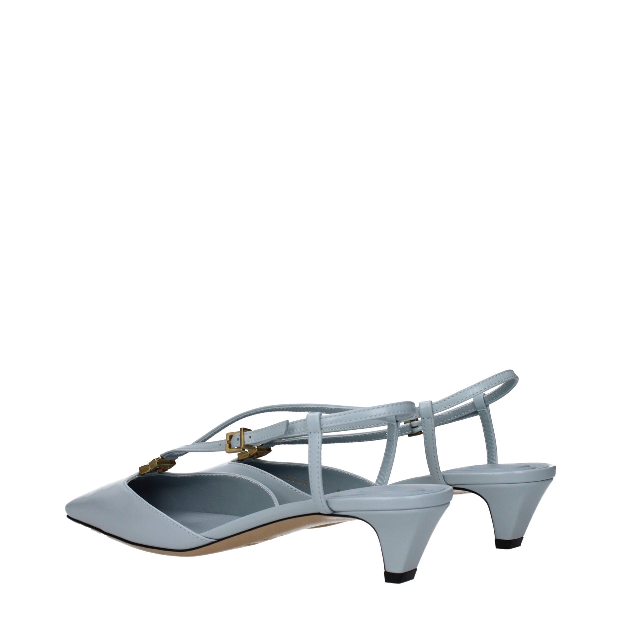 Sandales plates en cuir bleu clair Fendi
