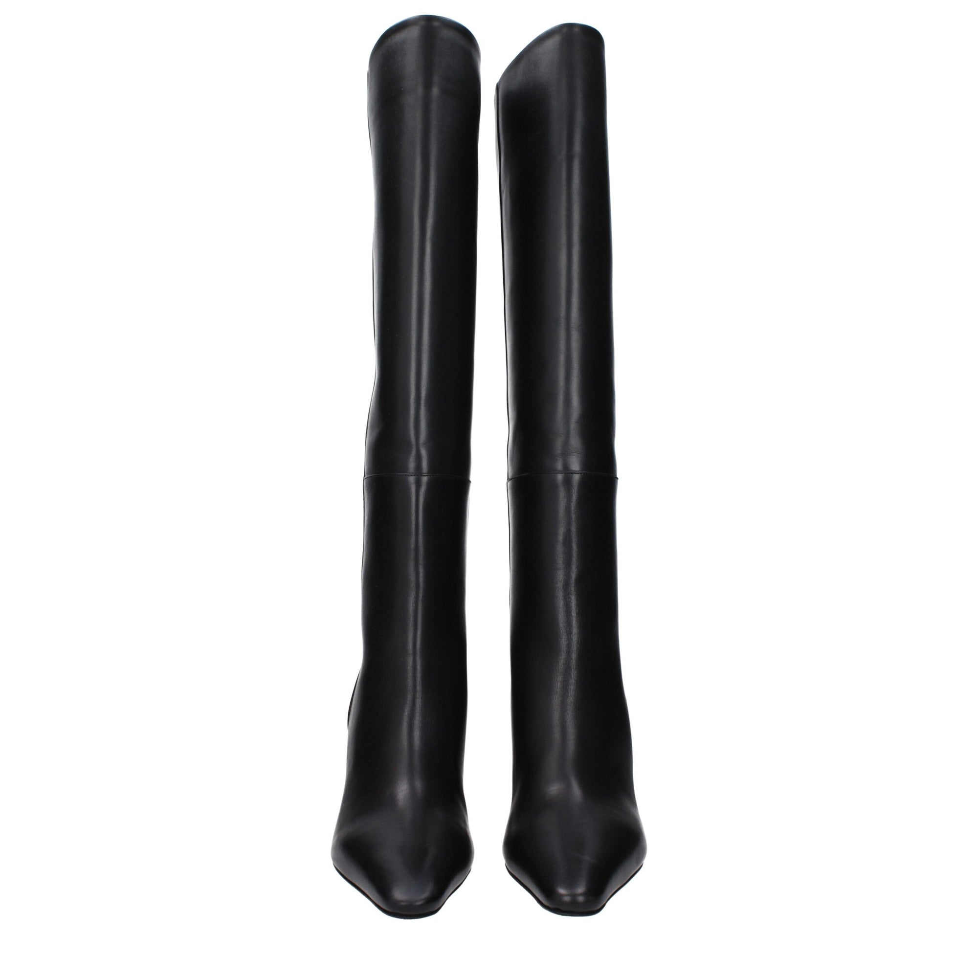 Jacquemus Black Leather High Heel Boots