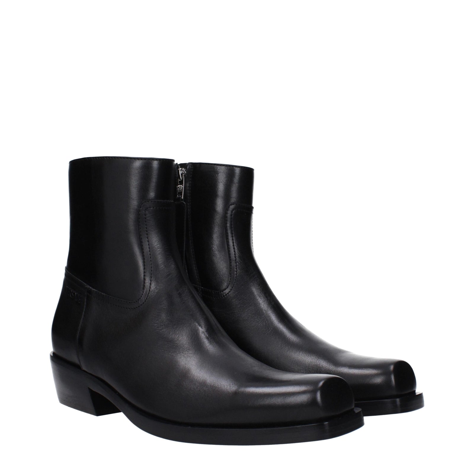 Versace Black Leather Ankle