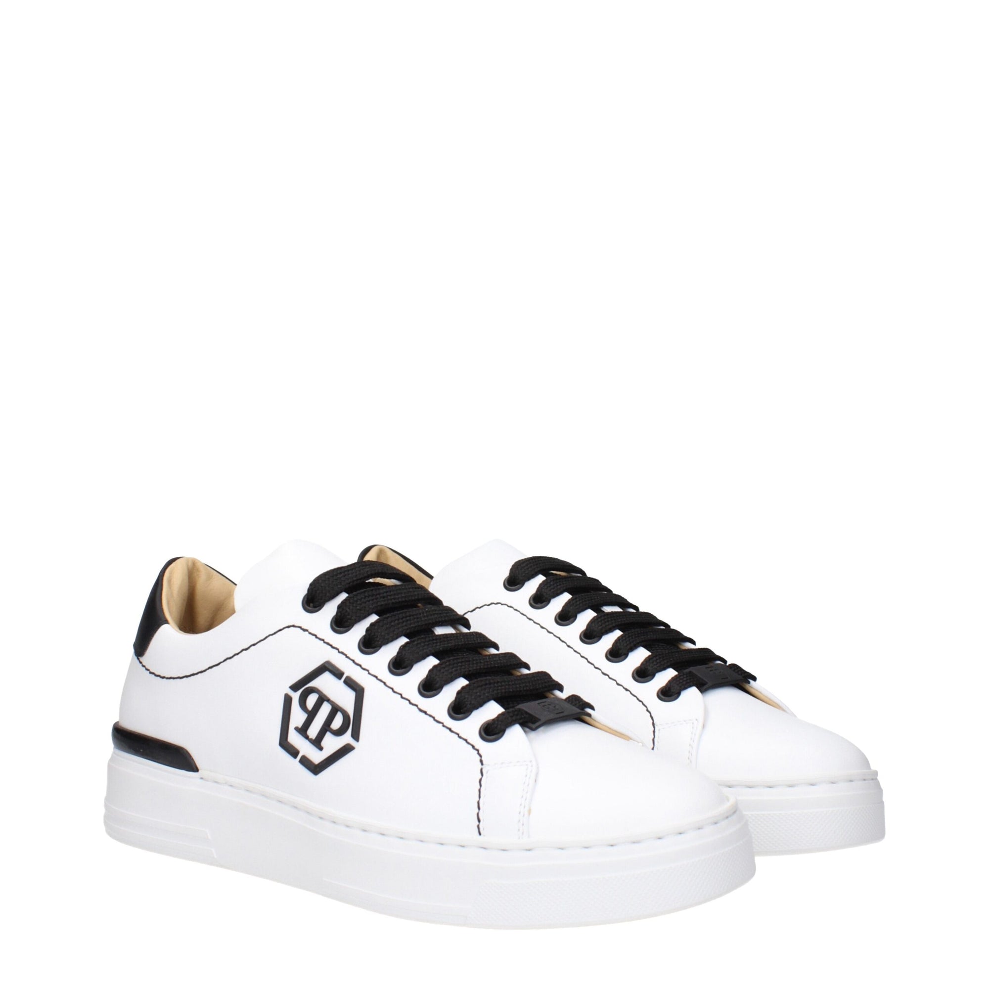 Philipp Plein White Leather Low Tops