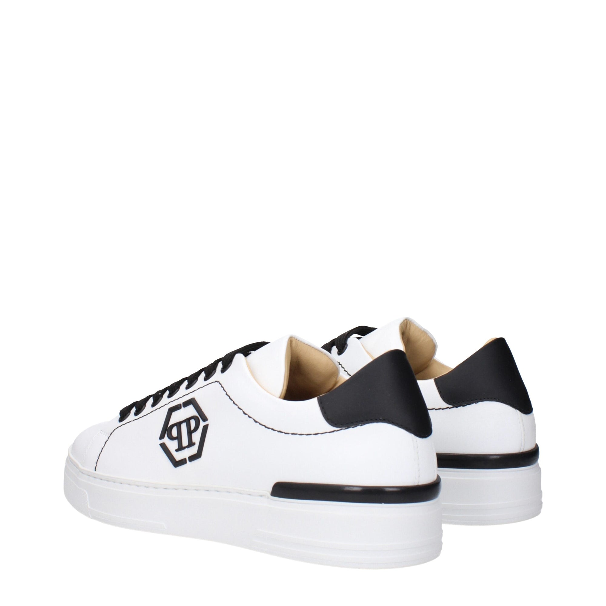 Philipp Plein White Leather Low Tops