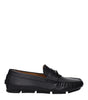 Versace Black Leather Slip-On Loafers