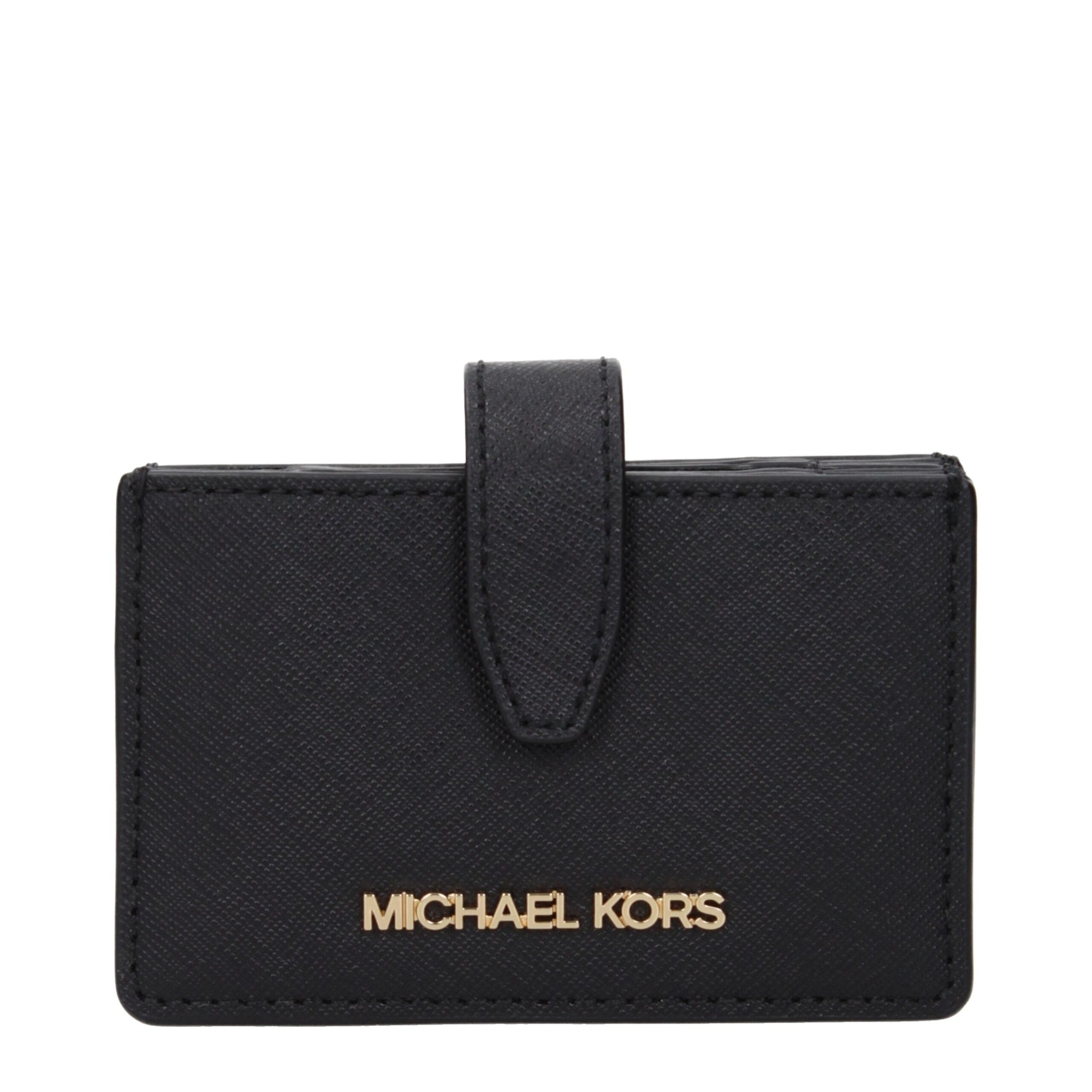 Porte-cartes en cuir noir Michael Kors