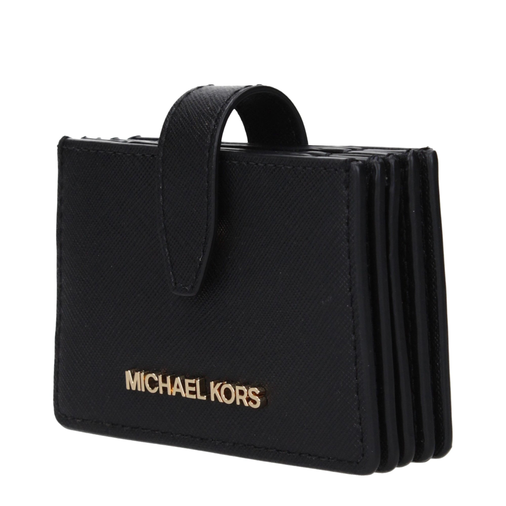 Porte-cartes en cuir noir Michael Kors