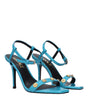 Versace Blue Leather Stiletto Heels Sandals
