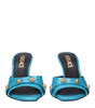 Versace Light Blue Leather Stiletto Heels Sandals
