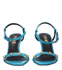 Versace Blue Leather Stiletto Heels Sandals