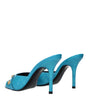 Versace Light Blue Leather Stiletto Heels Sandals