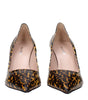 Broche en cuir marron Miu Miu