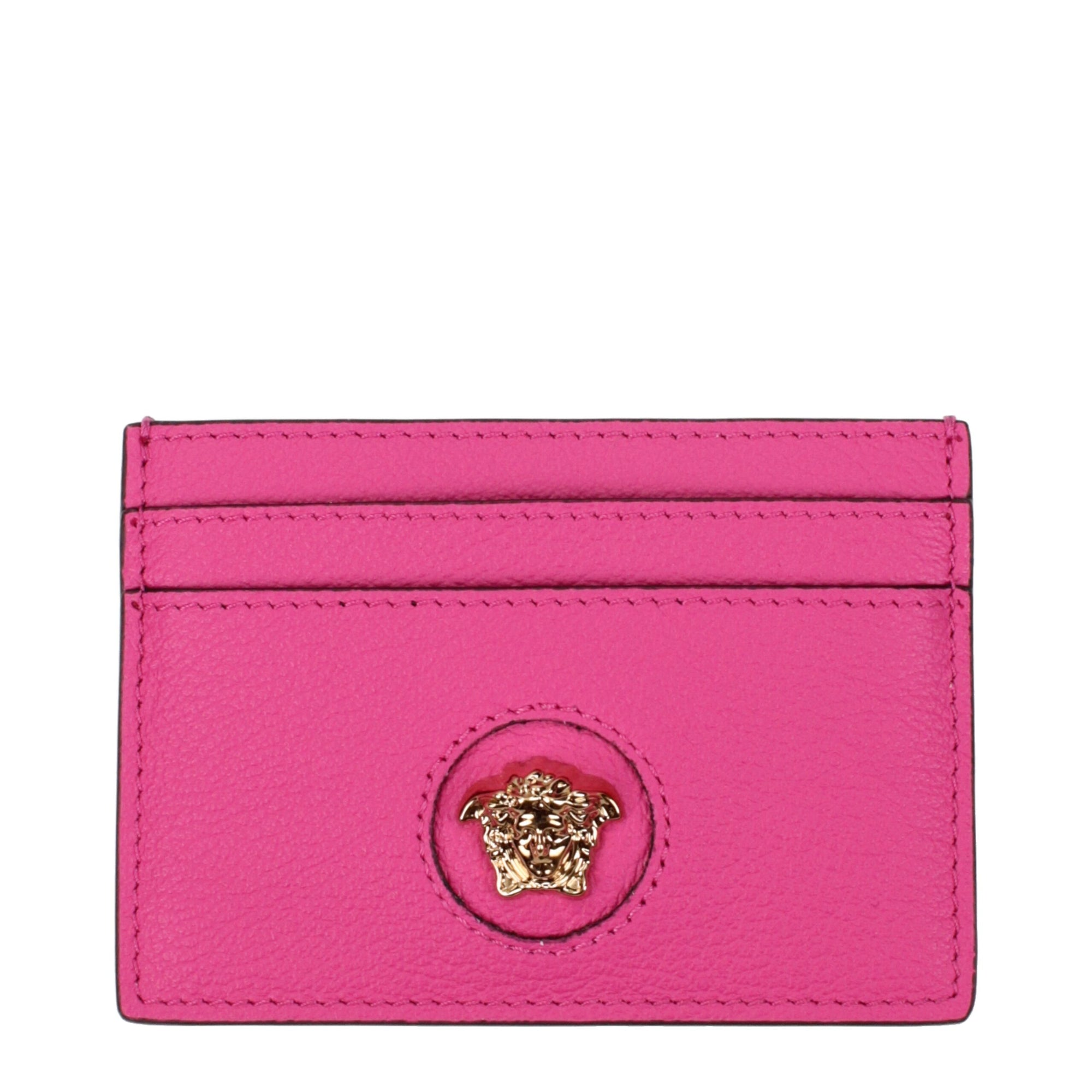 Porte-cartes en cuir rose Versace