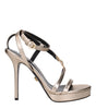 Versace Gold Leather Stiletto Heels Sandals