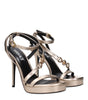 Versace Gold Leather Stiletto Heels Sandals