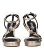 Versace Gold Leather Stiletto Heels Sandals