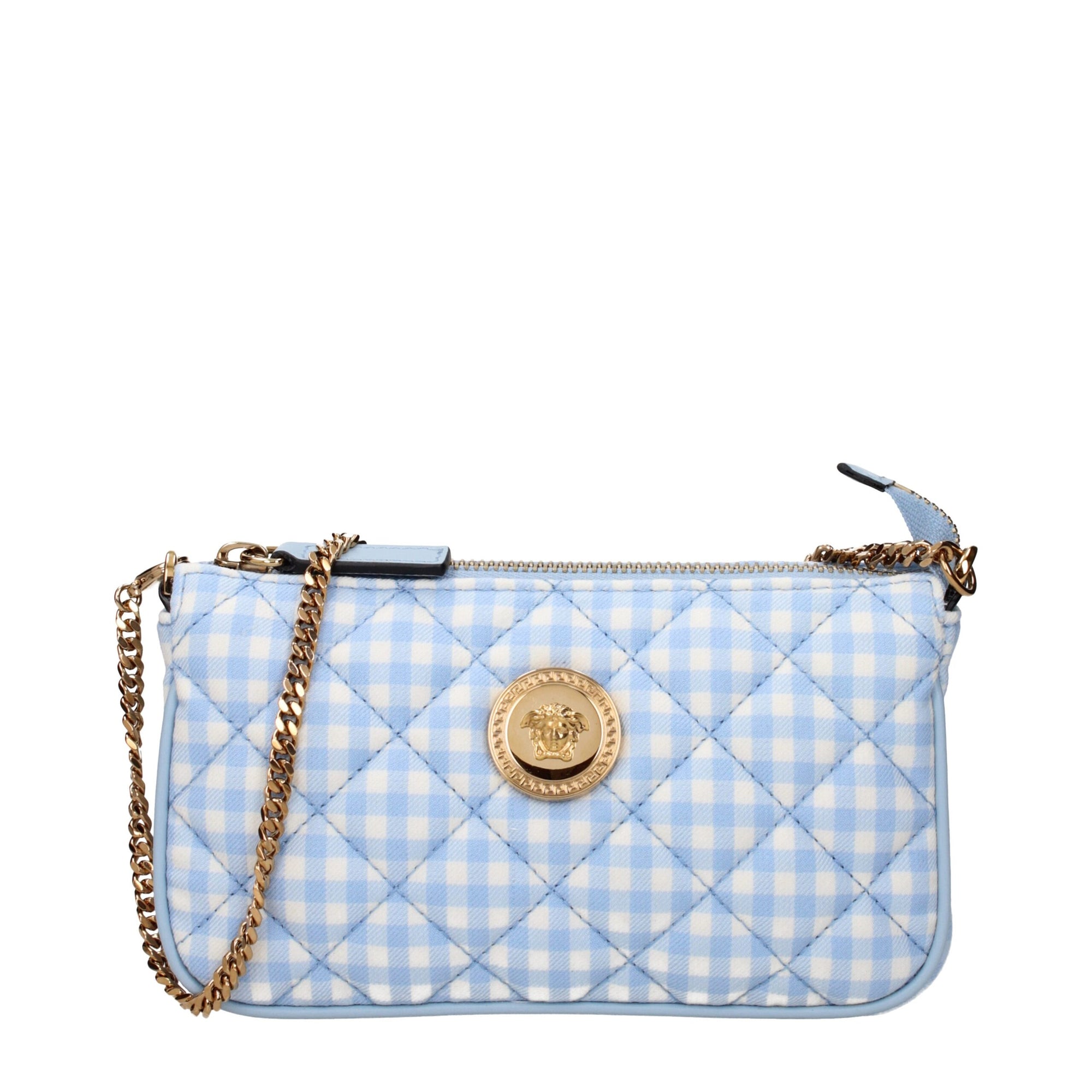 Versace Light Blue Fabric Handbags