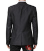 Dolce & Gabbana Dark Gray Bee Embroidery SICILIA Coat Blazer