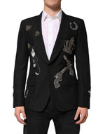 Blazer de costume Dolce &amp; Gabbana à couronne d'abeille noire