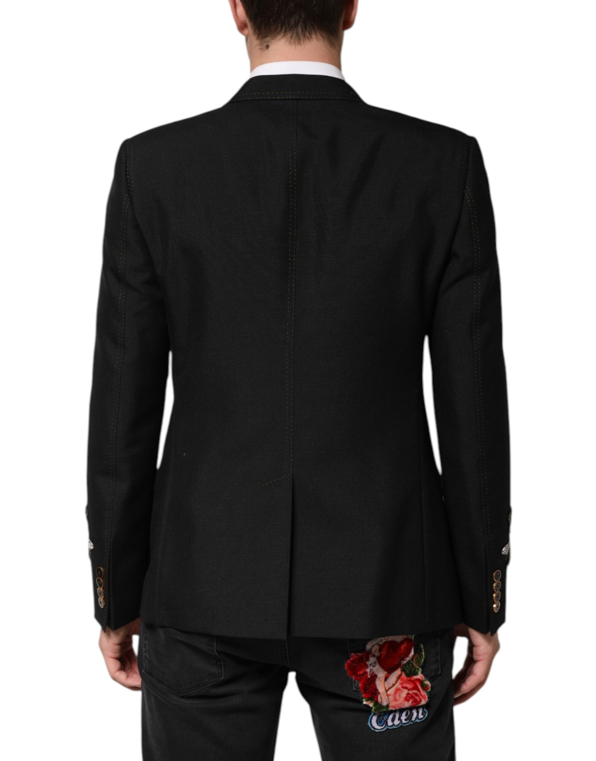 Blazer de costume Dolce &amp; Gabbana à couronne d'abeille noire