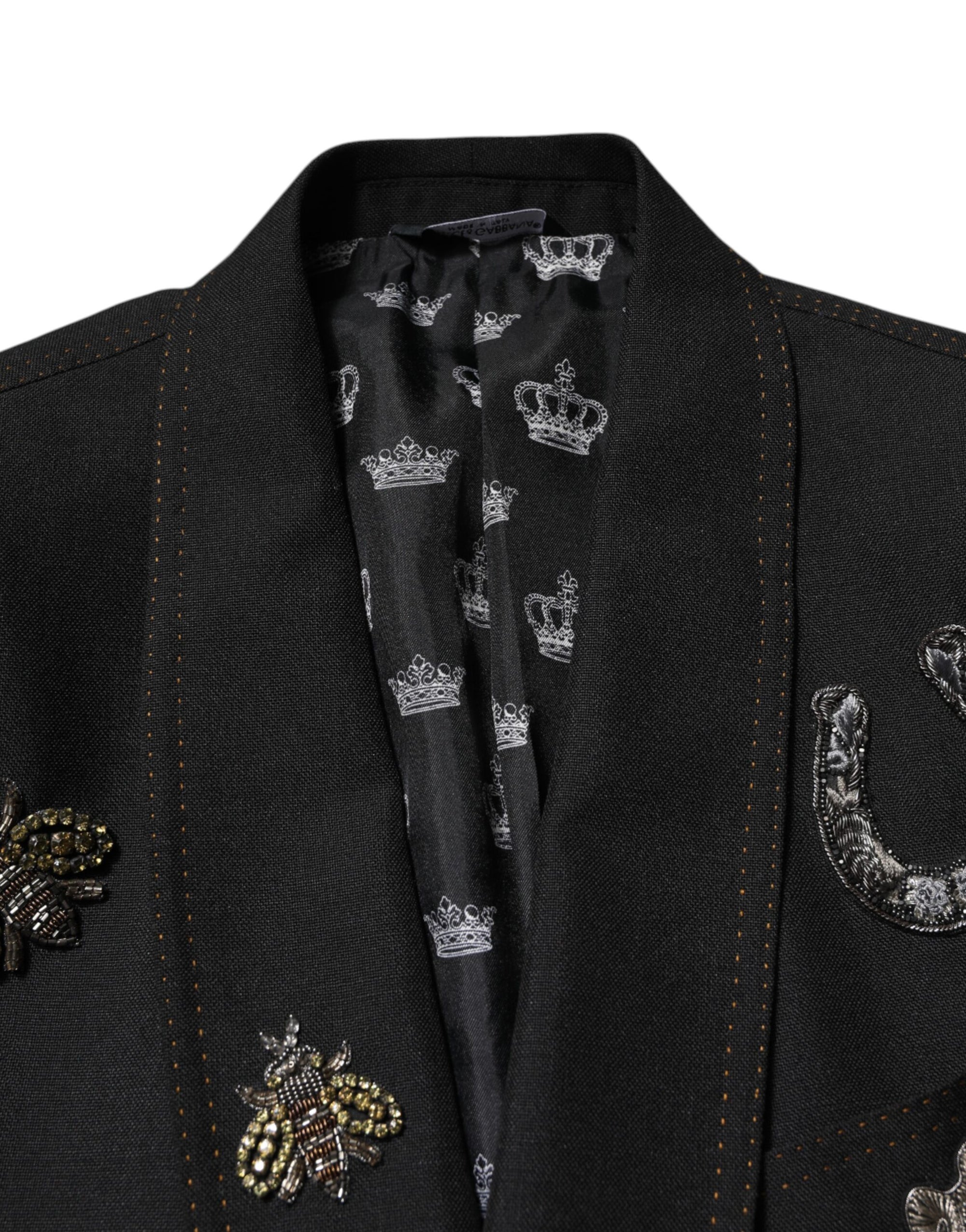 Blazer de costume Dolce &amp; Gabbana à couronne d'abeille noire