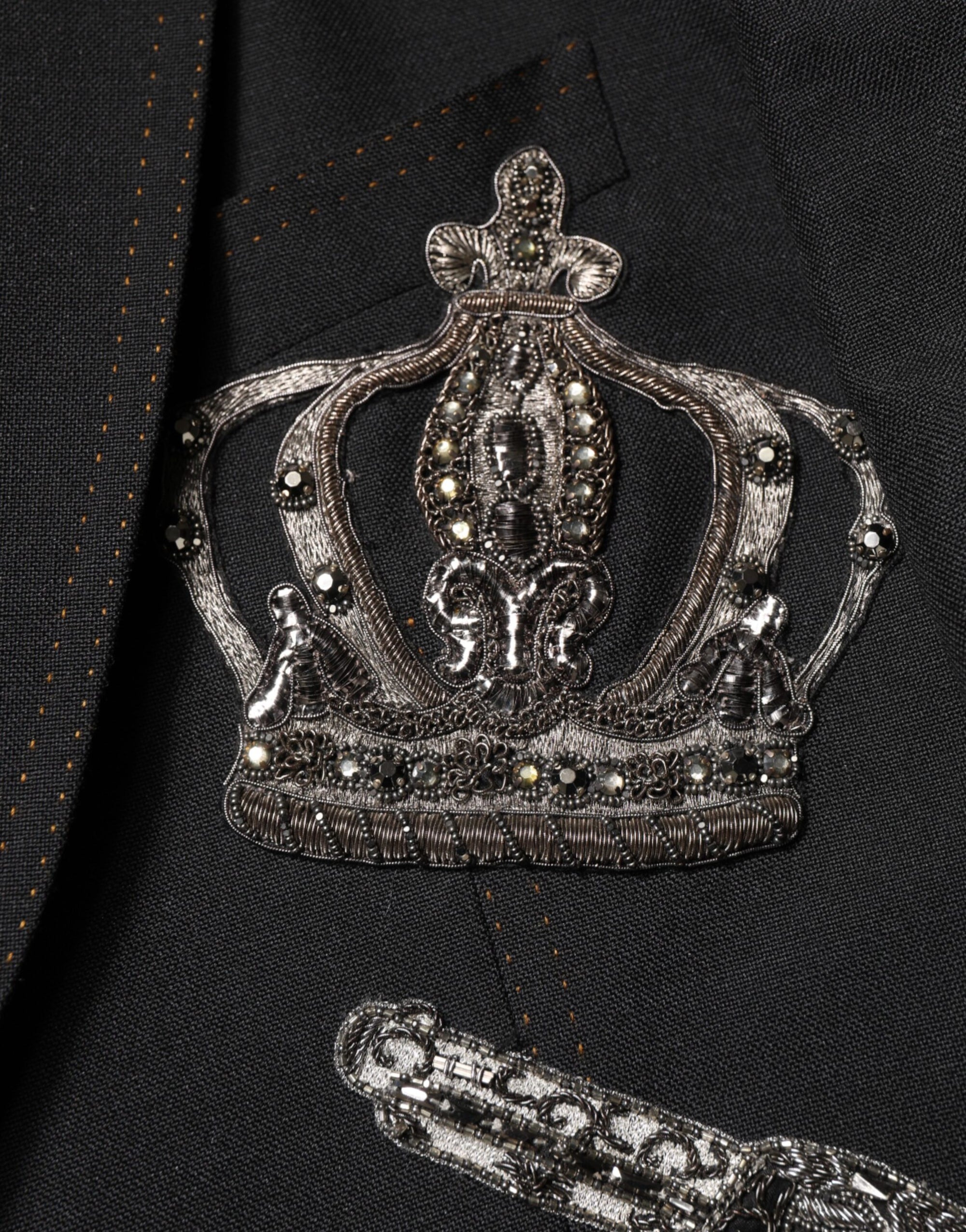 Blazer de costume Dolce &amp; Gabbana à couronne d'abeille noire