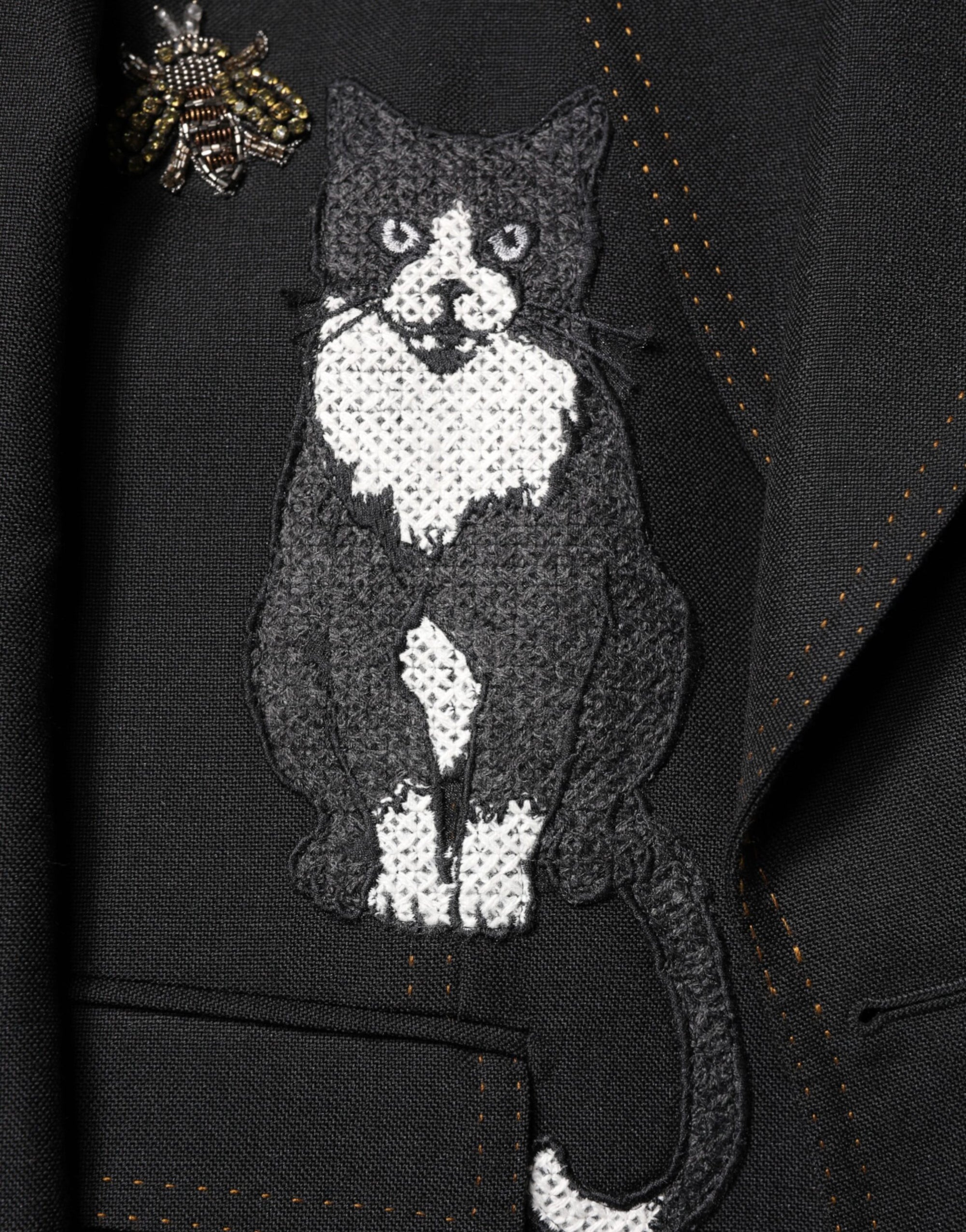 Blazer de costume Dolce &amp; Gabbana à couronne d'abeille noire