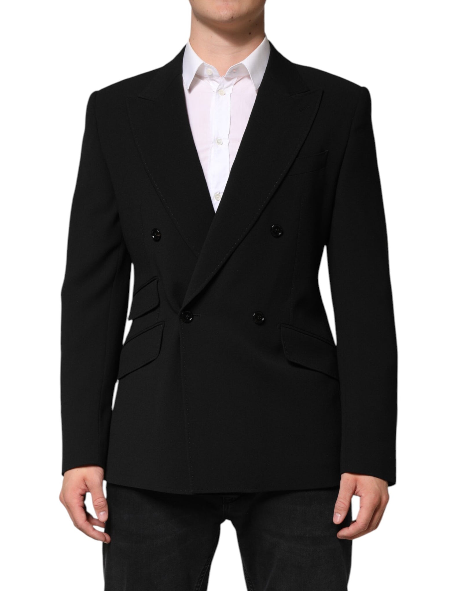 Dolce &amp; Gabbana Black SICILIA Double Breasted Coat Blazer