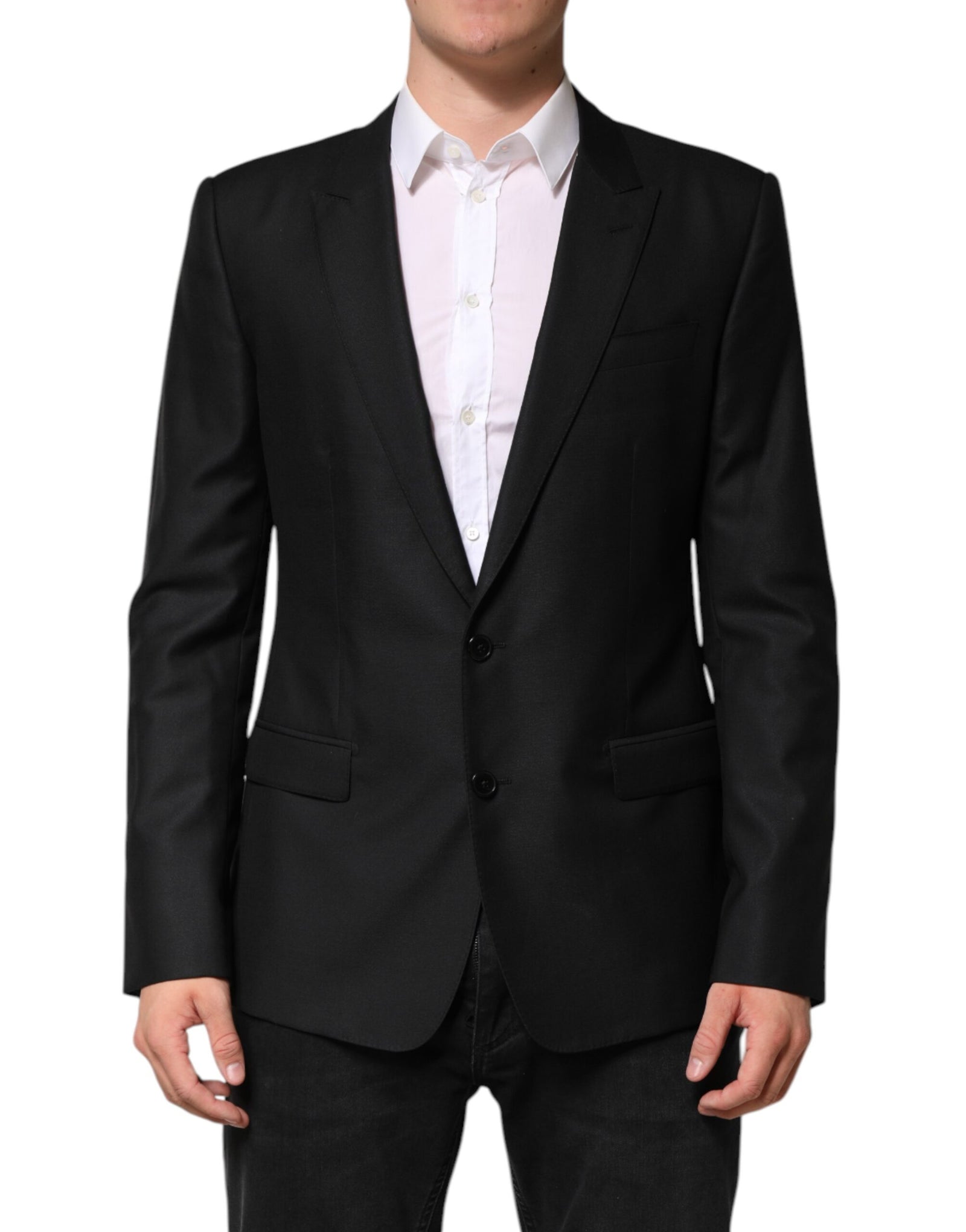 Blazer simple boutonnage en laine noire Dolce &amp; Gabbana