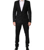 Dolce &amp; Gabbana Black Jacquard Single Breasted 2 Piece Suit