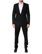 Dolce &amp; Gabbana Black Jacquard Single Breasted 2 Piece Suit