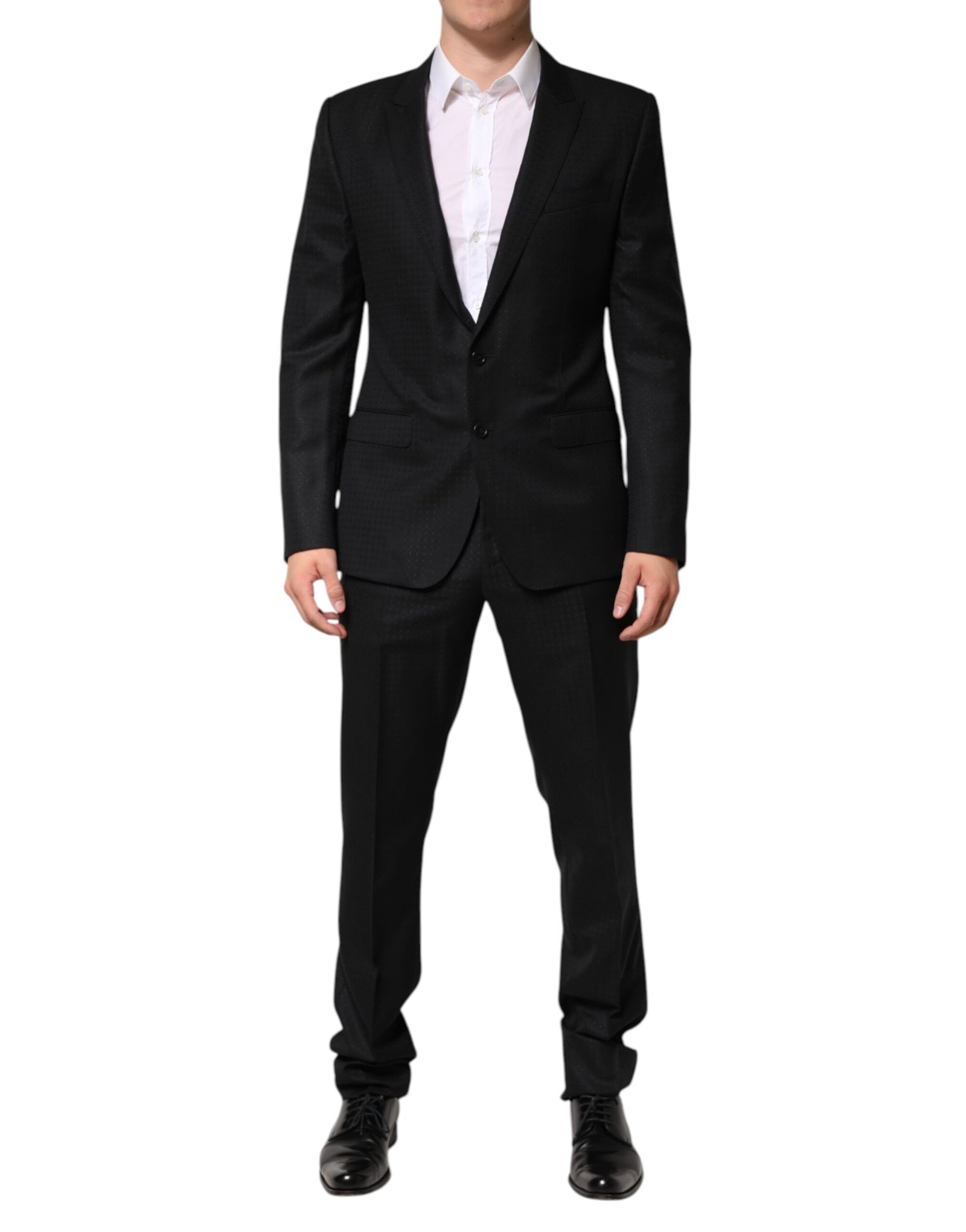 Dolce &amp; Gabbana Black Jacquard Single Breasted 2 Piece Suit