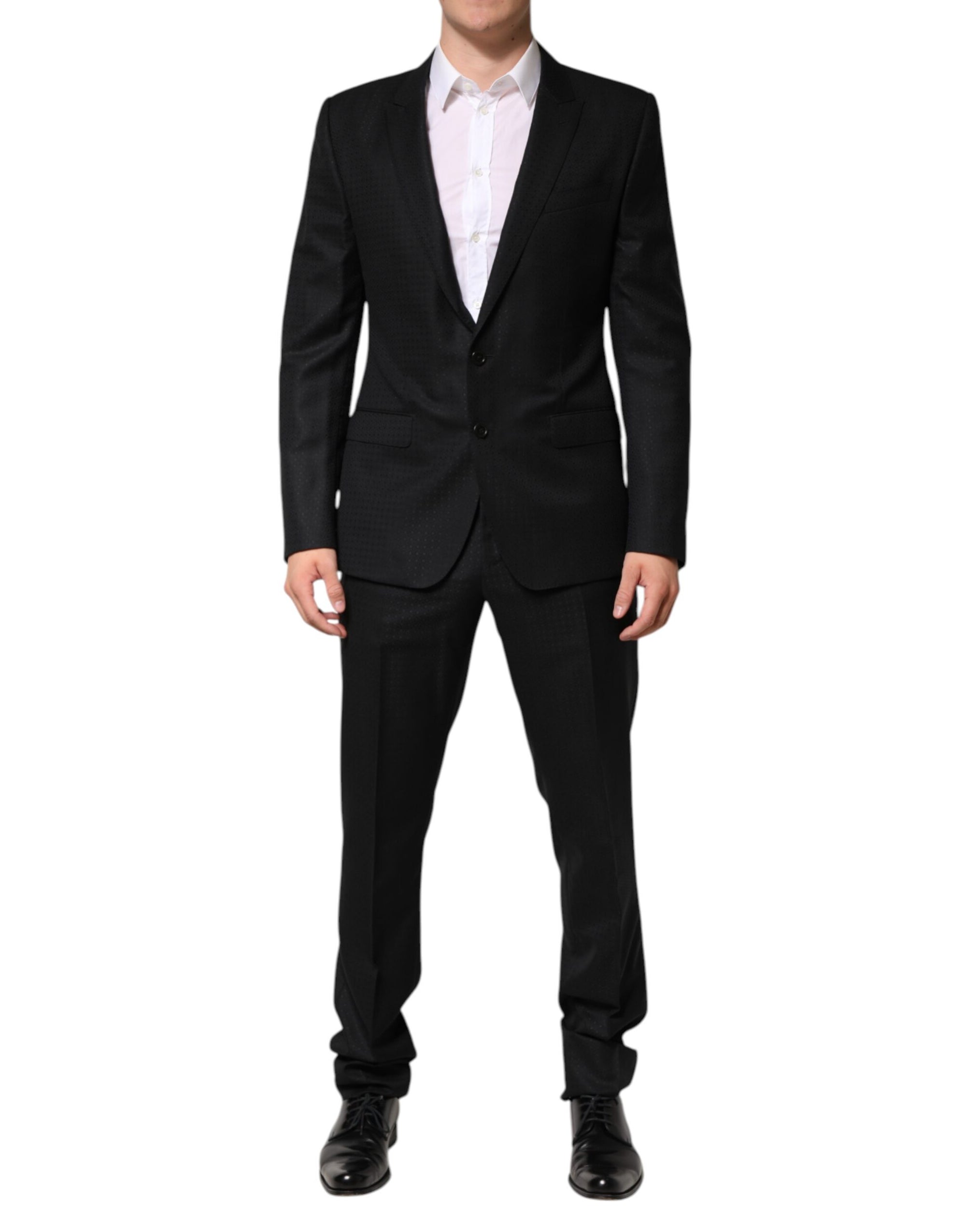 Dolce &amp; Gabbana Black Jacquard Single Breasted 2 Piece Suit