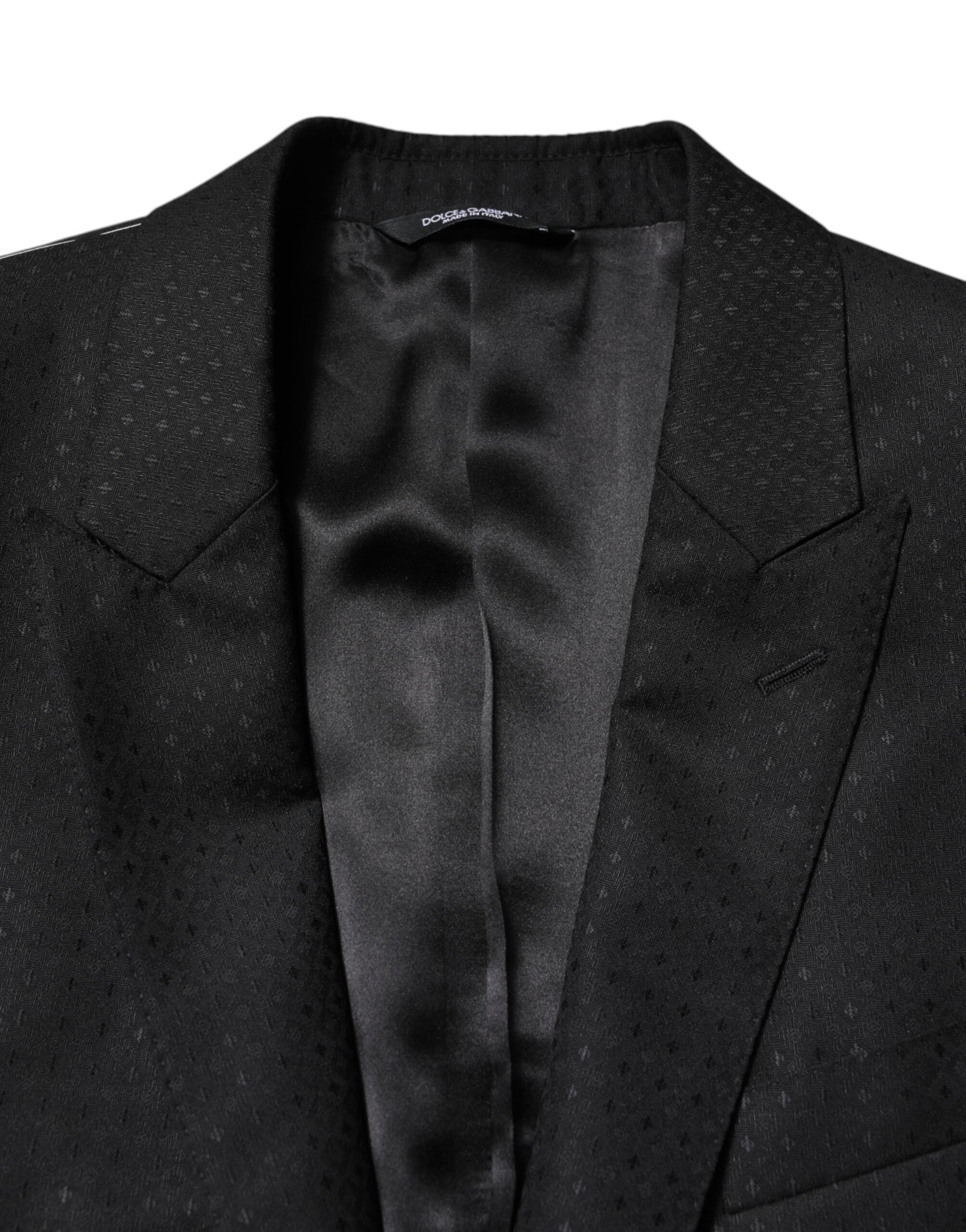 Dolce &amp; Gabbana Black Jacquard Single Breasted 2 Piece Suit