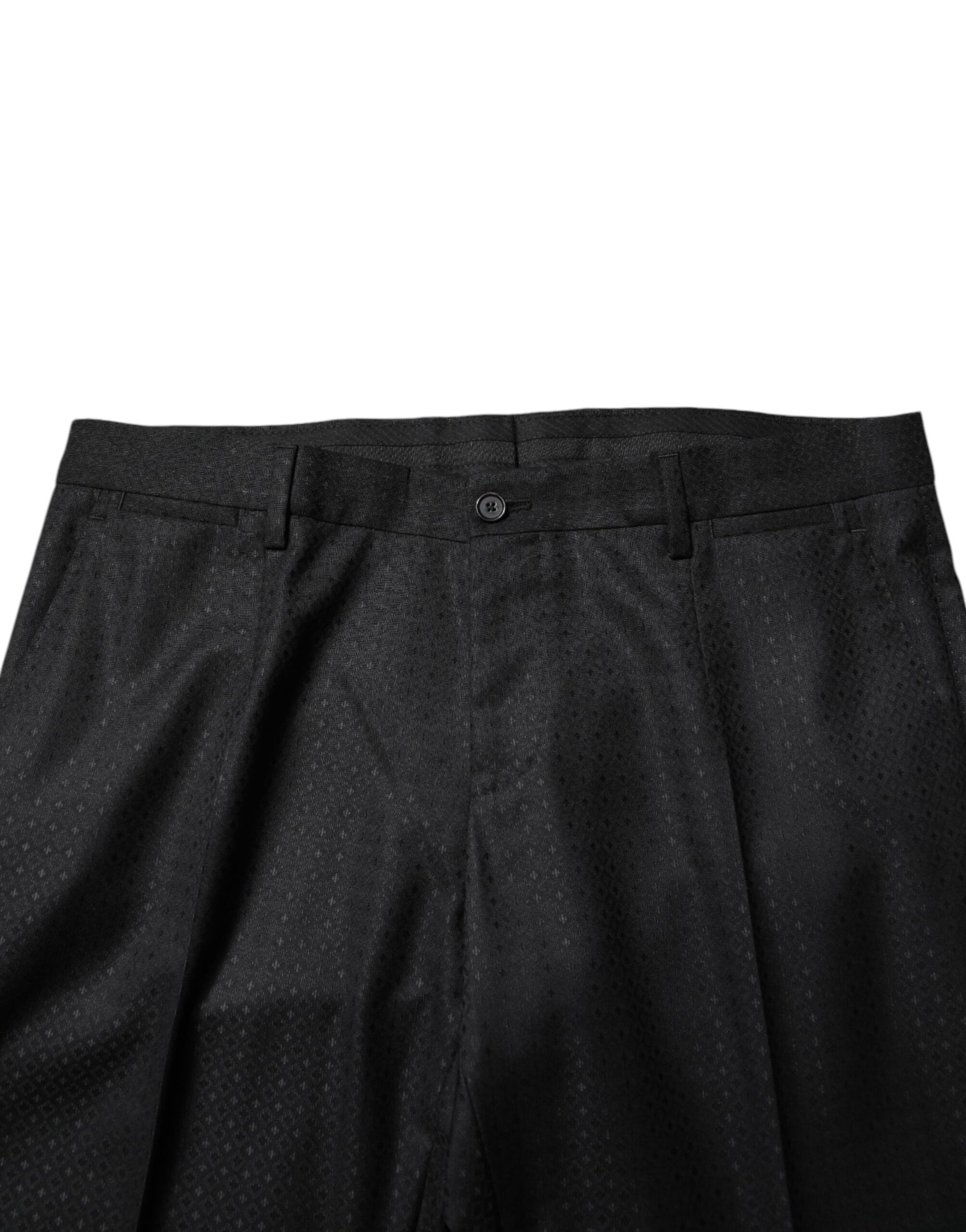 Dolce &amp; Gabbana Black Jacquard Single Breasted 2 Piece Suit