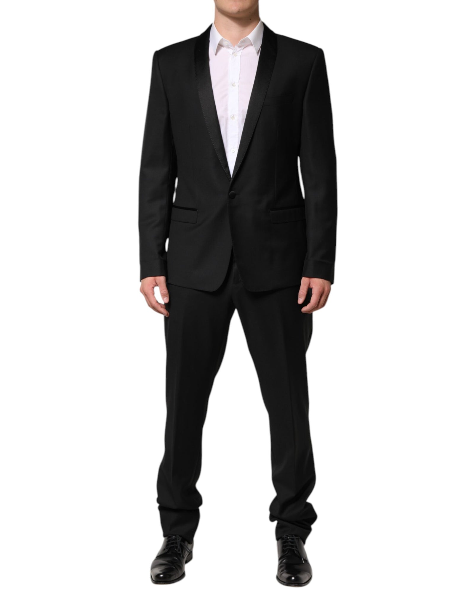 Dolce &amp; Gabbana Black Wool Men Single Breasted 2 Piece Suit