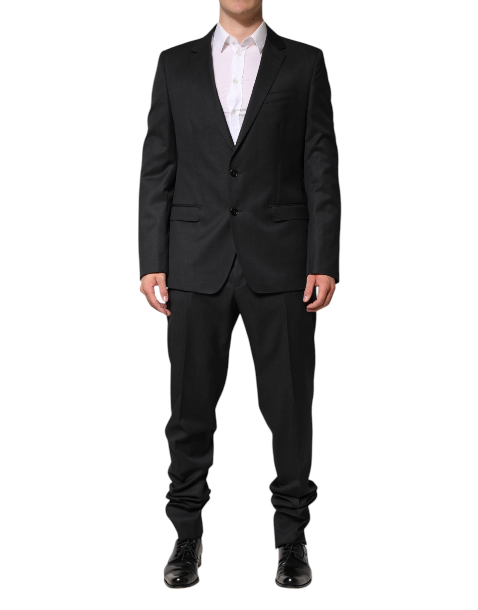 Dolce &amp; Gabbana Dark Gray Wool Single Breasted 2 Piece Suit