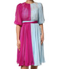 Dolce & Gabbana Fuchsia Light Blue Silk Two Tone Midi Dress