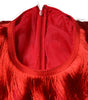 Dolce & Gabbana Red Silk Tiers Fringe Shift Knee Length Dress