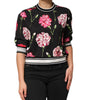 Haut à manches courtes en coton noir à imprimé floral Dolce & Gabbana