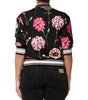 Haut à manches courtes en coton noir à imprimé floral Dolce & Gabbana