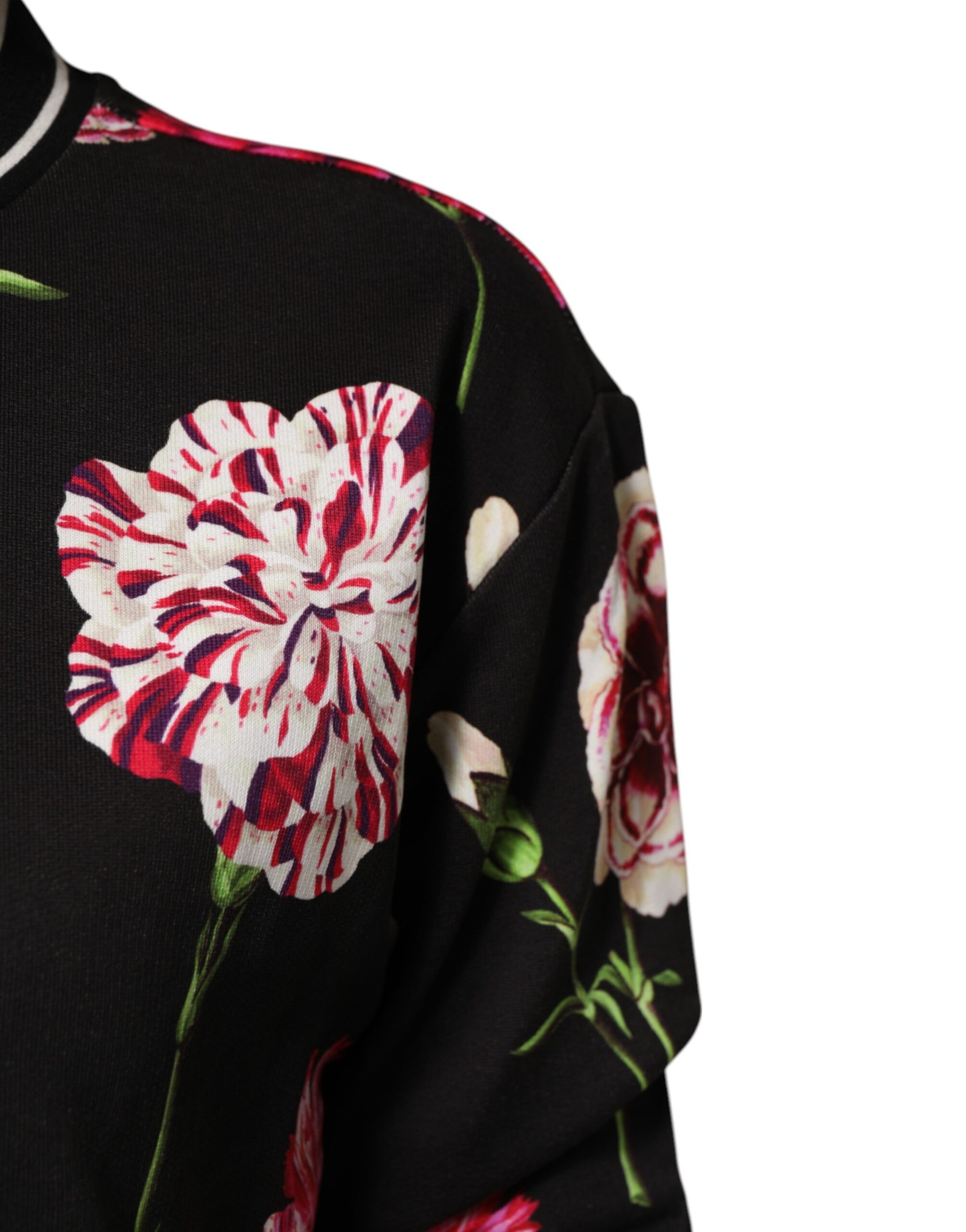 Haut à manches courtes en coton noir à imprimé floral Dolce & Gabbana