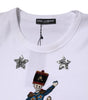 Dolce & Gabbana White Cotton Sequin Embellished Top T-shirt