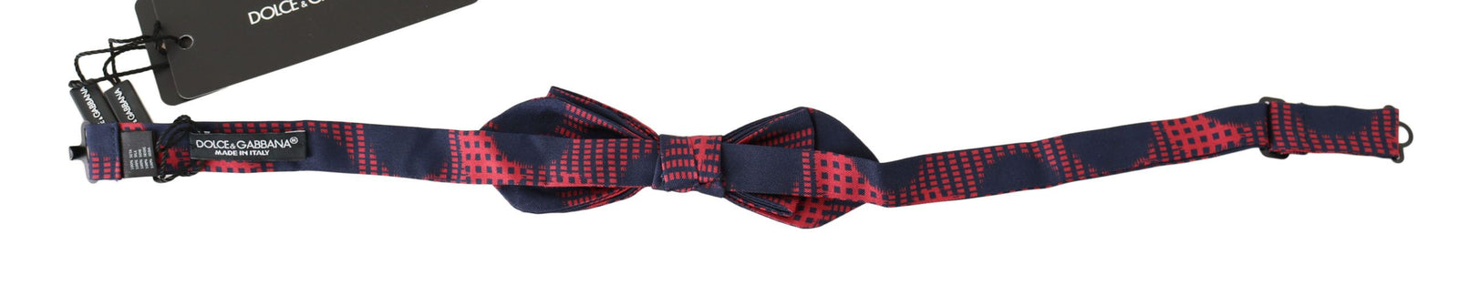 Dolce &amp; Gabbana Elegant Red Checkered Silk Bow Tie
