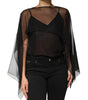 Dolce & Gabbana Chemisier en mousseline de soie noire transparente et dentelle
