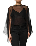 Dolce & Gabbana Chemisier en mousseline de soie noire transparente et dentelle