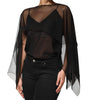 Dolce & Gabbana Chemisier en mousseline de soie noire transparente et dentelle