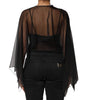 Dolce & Gabbana Chemisier en mousseline de soie noire transparente et dentelle