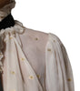 Dolce & Gabbana White Black Silk Long Sleeve Ascot Collar Top