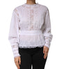 Dolce & Gabbana White Cotton Floral Lace Long Sleeves Top