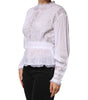 Dolce & Gabbana White Cotton Floral Lace Long Sleeves Top