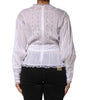 Dolce & Gabbana White Cotton Floral Lace Long Sleeves Top